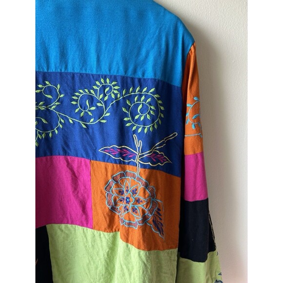 Vintage Jacket Size 3X Festival Patchwork Colorful Colorblocked 90s Toggle - Picture 5 of 11